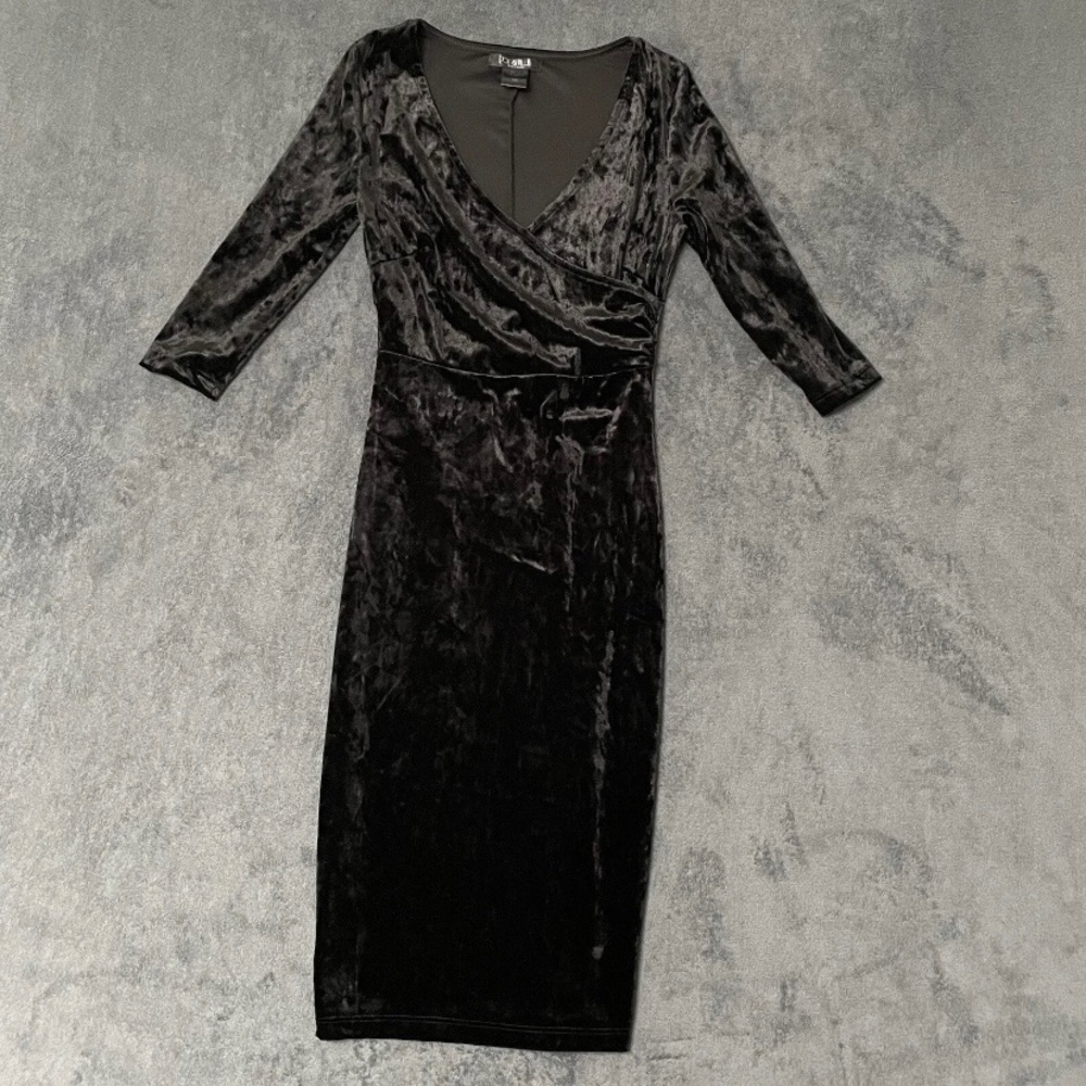 Joe and Elle Womens Black Velvet Cocktail Sheath Pinup Gothic Dress Size XS